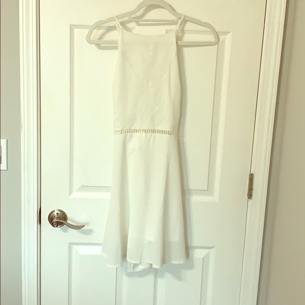 White backless skater dress